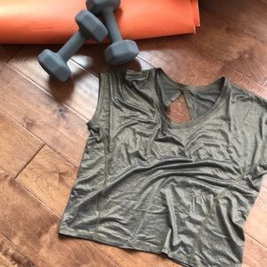 Glitzy green gold LuluLemon top